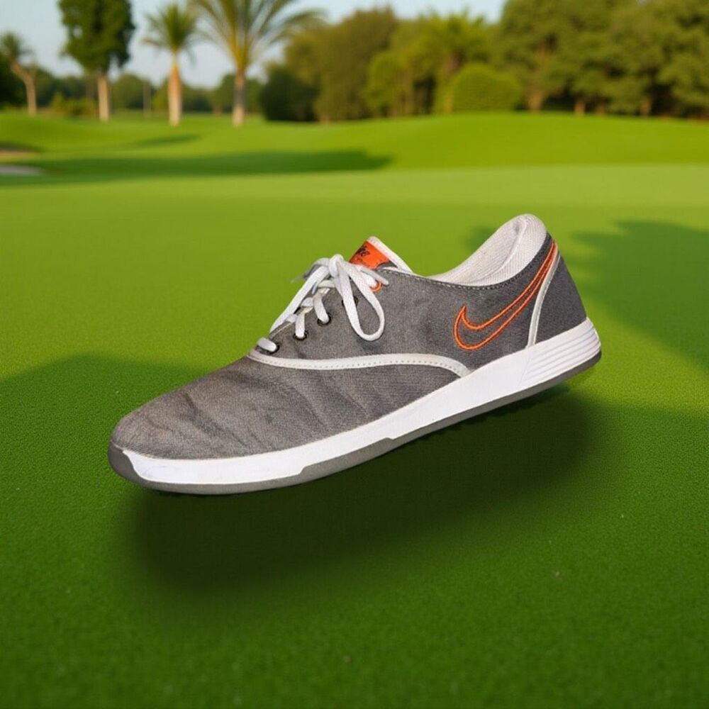 Women’s Nike Lunarlon Duet Sport Gray White Spike Less Golf Shoes Size 8.5